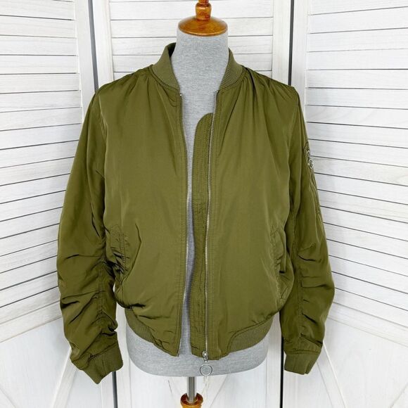 Cotton On The Bomber Jacket Green 8 Military Flight - Picture 1 of 15